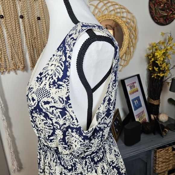 Sundays in Brooklyn Sing-The-Blues Away Nude Lace Maxi Dress Sz L boho - Picture 5 of 12